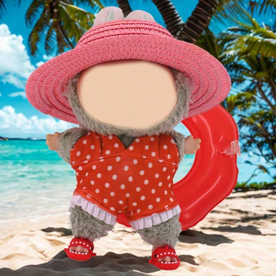 [Clothing Only] 17cm Fabric For Bikini, Doll Clothes, Summer Polka Dot Swimwear, Green Laabubu Doll Dress - Multicolor - View 1