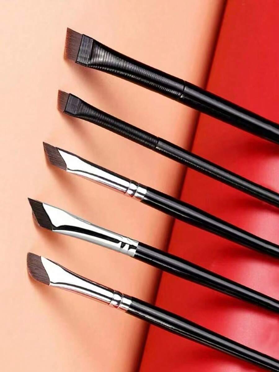 5 Precision Eye Makeup Brushes, Including Sickle Eyeliner Brush, Angle Eyeliner Brush And Eyebrow Brush Professional Eyeliner Brush, Long Handle Reversible Makeup Brush Makeup Tools, Sensitive, Delicate, Dry Skin, Easy And Beautiful Eye Makeup, Suitable For Women