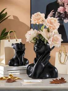 Resin Vase, Female Head And Bust Vase Bohemian Simple Ornaments Modern Nordic Style Flower Arrangement Vase Is Suitable For Home Living Room Office Bookshelf Decoration. Also Suitable For Kitchen Storage And Other Purposes.