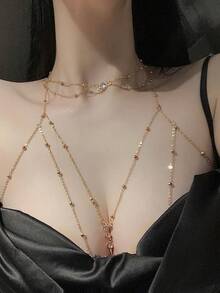 1件装女士性感流苏链，多层身体链，个性时尚百搭胸链，身体链配饰，音乐节，情人节派对 - 彩色 - 查看 7
