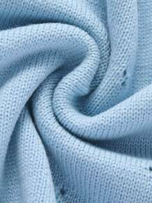 1 件休闲简约婴儿毯，儿童针织毯，带精致波浪边，儿童厚毯 - 淺藍 - 查看 4