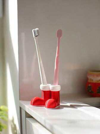 1 st söt julstövlar par tandborstehållare 3D-tryckt julklapp heminredning tillbehör