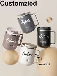 1 szt. izolowany kubek do kawy ze stali nierdzewnej z uchwytem, 12-uncjowy kubek podróżny z podwójnymi ściankami próżniowymi, kubek termiczny z przesuwaną pokrywką, dwuwarstwowy termiczny kubek na wodę, szczelny i zapobiegający oparzeniom kubek na mleko i kawę, kubek o dużej pojemności, odpowiedni do użytku przez uczniów i dorosłych w domu, szkole, biurze, na kempingu, pikniku