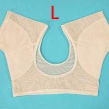 1 Solid Color Underarm Sweat Pad Vest, Washable And Reusable Mesh Breathable Quick Drying Anti Sweat Short Sleeved Women(L) Summer Cooling,Beach,Travel