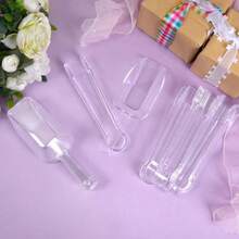 12pcs Clear Plastic Ice Tongs Ice Scoop Set Buffet Serving Tongs, Clear Kitchen Tongs, Flour Scoops For Canisters, Plastic Tongs For Buffet Barbecue Party Food Ice Appetizer Salad - Clear/12pcs - View 4