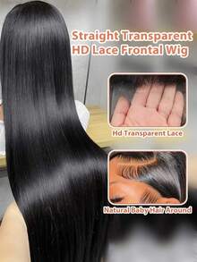 NARNI 38 40 Inch 13x4 Lace Front Wigs Human Hair Pre Plucked Straight Human Hair Wig 250% Density Brazilian Virgin Straight HD Lace Frontal 13x4 Glueless Wigs Human Hair For Women Natural Color - Natural Black - Xem 7