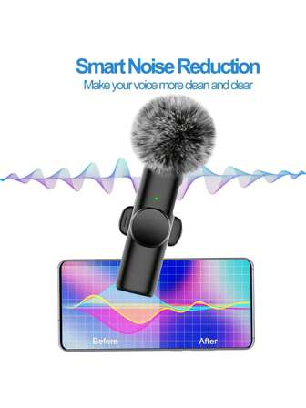 无线领夹式麦克风适用于手机 TypeC 领夹式麦克风即插即用 2.4G 超低延迟内置降噪芯片工作时间用于视频录制采访播客 Vlog