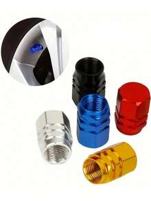 Um Conjunto de 30 Tampas de Válvula de Liga de Alumínio para Carros e Bicicletas, Tampas de Pneu Duráveis de Cinco Cores Feitas de Metais Vermelho, Azul, Preto, Dourado e Prata, Adequadas para Pneus, Válvulas e Conversores de Tamanho Geral