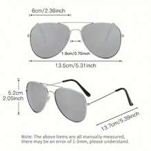 1 Piece Retro Metal Double Bridge Women's Aviator Fashion Glasses - Oval Reflective Lenses, Luxurious Gold Decoration, Suitable For Casual And Formal Occasions, High-Quality Lenses - Gold/Gray - View 6