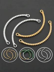 1/2/10Pcs Alloy Twisted Hollow Bead Connectors, Curved Arc Chinese Style Half Bracelet Spacer Beads, Tube Link Beads For Jewelry Making, DIY Bracelet Accessories, Handmade Beading Kit For Necklace And Anklet Crafting - Multicolor - View 6