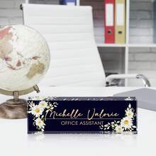 1pc Personalized Acrylic Desk Name Plate With Floral Design 21 Styles- Custom Engraved Office Desk Sign For Women And Men - Elegant Clear Acrylic Glass Block - Ideal For Boss, Teacher, Coworker Appreciation Gifts,Personalized Office Decor, Ideal Gift For Bosses, Teachers, Lawyers, Doctors & Colleagues -Personalized Gifts, Holiday Gifts