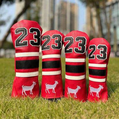 Fundas de cabeza de golf con diseño de cabra número 23, de piel sintética, para driver, maderas y híbridos, accesorios de golf