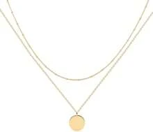MEVECCO Layered Heart Necklace Pendant Handmade 18k Gold Plated Dainty Gold Choker Arrow Bar Layering Long Necklace For Women - Bead,Chain,Elegant,Gold Plated,Simple - 查看 1