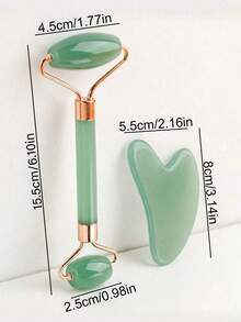 2件套/1件装面部美容按摩套装，包含双头按摩滚轮、三角刮痧板、冰模、身体刮痧按摩工具，绿色，美容，护肤，水疗，自我护理，护肤工具，面部护理，美容师用品，按摩，面部按摩工具，面部滚轮 - 綠色 - 查看 8