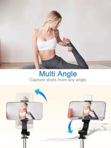 1,7 m/70 cm trådlös Bluetooth selfie-stativ med LED-ljus, 360° roterande trådlös fjärrkontrolltelefonhållare, kompatibel med iPhone 16/15/14/13/12/11/Max/Pro/Xs/Xr/X/Plus, Galaxy S25/S24/S23/S22 Ultra och andra Android-smartphones, GoPro, lämplig för resor och livestreaming