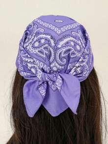 1pc Fashion Versatile Printed Novelty Large Handkerchief Headband, Suitable For All Seasons Bandana Scarf For Dress,Beach,Holiday,Travel Essential - Light Purple - View 2
