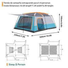 Tienda De Campaña Grande Para 5-8 Personas/gran Espacio, Casa de Campaña Portátil,Tienda de Campaña para5~8 Personas,Tienda Familiar de Fácil Instalación,Tienda para Acampar Impermeable con Alfombra de Piso y Toldo de Puerta,Gran Ventilación,Fuerte y duradero.5-8 carpa de campamento de personas con vestíbulo extendido, carpas familiares resistentes a la intemperie de 2 habitaciones, instalación fácil de instalar carpa impermeable al aire libre para mochileros y caminatas para acampar - Agua azul cielo - Ver 5