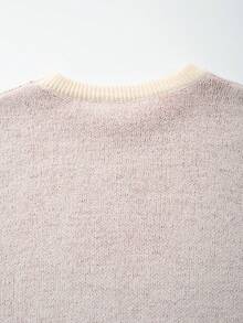 秋冬新款欧美风情人节情侣休闲宽松可爱爱心提花轻薄圆领套头毛衣 - 杏色 - 查看 5