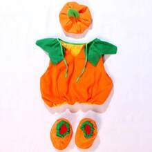 2025 可爱南瓜万圣节婴儿服装套装 - 3 件橙色南瓜套装，配南瓜帽和靴子 - 万圣节派对角色扮演 - 橘色 - 查看 7