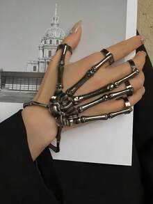 Exaggerated Personalized Skeleton Bone Exterior Skeleton Bracelet, Flexible Movable Joints Adjustable Unisex Bangle