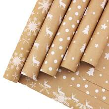 1M/3M 300cm*43cm, Papel Kraft Natural para Embrulho de Presente em Árvore de Natal Vintage, Árvore de Natal Branca, Rena, Floco de Neve, Embalagem para Presente, Decoração de Presente Faça Você Mesmo, Natal e Dia dos Namorados - Multicolorido - Ver 11