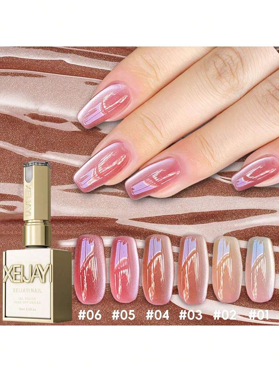 XEIJAYI 1pc Ice Candy Cat's Eye Gel Nail Polish - Peelable, UV/LED Soak-Off,  Glossy Finish For DIY & Salon Use-No Magnetic Stick Included - 彩色 - 查看 1