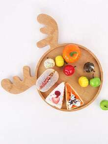 1 件鹿角托盘、圣诞派对餐盘、木制水果盘、小吃和干果托盘、红木鹿托盘 - 彩色 - 查看 8