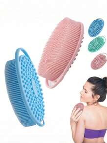 1 件 2 件升级版 2 合 1 沐浴和洗发身体刷，硅胶去角质身体磨砂膏，用于淋浴，优质硅胶丝瓜络，头部磨砂膏，头皮按摩器，易于清洁健康硅胶，柔软不伤皮肤，刷毛 Q 弹性细腻，足够坚韧，坚固