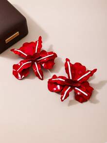 1 对时尚立体复古风格红花耳环适合参加宴会作为送给女朋友的礼物情人节、妈妈、母亲、母亲节、礼物 - 紅色 - 查看 7