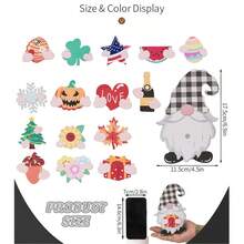 Bandeja decorativa de madera intercambiable con capas para la decoración estacional del 4 de julio, decoración navideña DIY con cartel magnético desmontable de bienvenida, para la decoración del hogar en días festivos