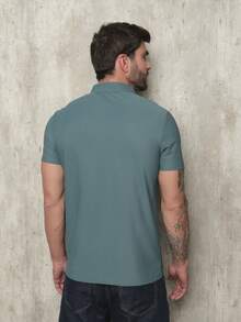 Men's Polo Shirt In Polyamide, Elastic Ice Fabric, Style And Quality - 綠色 - 查看 5