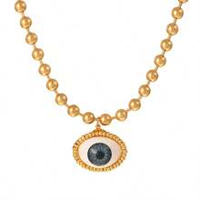 1Pc Western Cowboy Stylish Copper Beaded Eyes Cow Head Vegan Loop Chain Printed Scarf Necklace For Parties Music Festivals Out Hip Hop Enthusiasts Cowboy Lovers Wear, 18k Gold Plated Women's Gold Jewelry Halloween Gift(The Eye Pendant Is Secured With Foam Backing, And The Material Of The Eye Pendant Is Resin.) - Gold - View 14