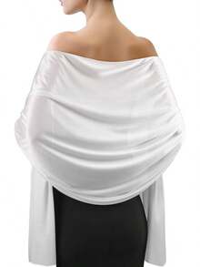 Sofier Satin Shawl Wrap Women's Evening Dress Wedding Bride Party Silky Scarf Formal Cover-Up Bridesmaid Gift - 白色 - 查看 8