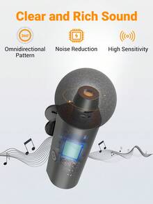 Wireless Lavalier Lapel Microphone Compatible With Iphone15(USB C)/Android Phone/Tablet, 2.4GHz Cordless Condenser Mic, Plug-Play Wireless Type-C Microphone Video/Audio Recording, Clip On Lapel Mic For Video Recording,Teaching, Interviews,Podcast,Vlog-FIFINE M6 - Black - View 5