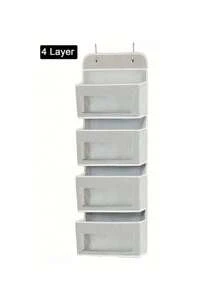 1Pc Multi-Layer Clothes Storage Hanging Bag With Pockets,Over-The-Door Hanging Storage Organizer With 5 Large Pockets, Unfinished Fabric Finish, Space-Saving Solution For Bedroom, Bathroom, Pantry, Nursery, Suitable For 14+ Age Group - Multicolor - View 12