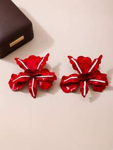 1 对时尚立体复古风格红花耳环适合参加宴会作为送给女朋友的礼物情人节、妈妈、母亲、母亲节、礼物 - 紅色 - 查看 6