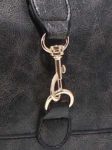 1pc Vintage Minimalist Crescent Moon Shaped Adjustable Shoulder Bag, Suitable For Dates, Outings, Parties - Black - View 4