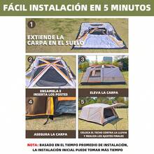 Tienda De Campaña Grande Para 5-8 Personas/gran Espacio, Casa de Campaña Portátil,Tienda de Campaña para5~8 Personas,Tienda Familiar de Fácil Instalación,Tienda para Acampar Impermeable con Alfombra de Piso y Toldo de Puerta,Gran Ventilación,Fuerte y duradero.5-8 carpa de campamento de personas con vestíbulo extendido, carpas familiares resistentes a la intemperie de 2 habitaciones, instalación fácil de instalar carpa impermeable al aire libre para mochileros y caminatas para acampar - Agua azul cielo - Ver 9