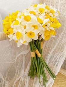 3/6 Stücke Frühlingsblumen, Künstliche Narzissen, Simulierte Blumen, Echte Blüten, Tischdekoration für Zuhause, Hochzeitstische, Weihnachtsdekoration, Blumenarrangements, Wohnzimmerdekoration, Weihnachtsszenen-Dekoration, Raumdekoration, Hochzeitsartikel, Hochzeitsgeschenke (ohne Vase)