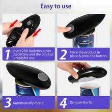One-Touch Automatic Electric Can Opener - For Seniors & Chefs, No Sharp Edges, Universal For All Can Sizes - 黑色 - 查看 7