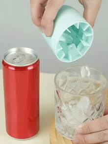 1 formă cilindrică din silicon pentru cuburi de gheață, cutie de gheață mini, 2,55 * 2,16 inci, cupă din silicon pentru cuburi de gheață, ovală, albastru/roz, ușor de demolat, Crăciun, Ziua Recunoștinței.