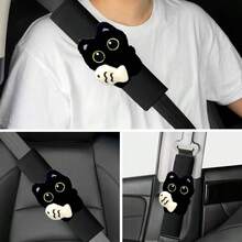 1 pieza Funda para el hombro del coche con decoración de gato negro y pez, se ajusta a la mayoría de los vehículos, diseño elegante y de moda, mejora la comodidad y la , accesorio interior del coche - Negro - Ver 3