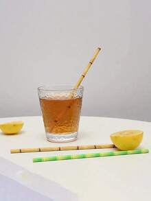 10-100pcs Bamboo Print Paper Straws - Durable & Stylish, Suitable For Cocktails, Juices, Milkshakes And Smoothies - Ideal For Wedding, Birthday And Party Decorations, Also Ice Drink Straws | Premium Party Supplies | Durable Paper Straws, Educational Supplies - Multicolor - View 6