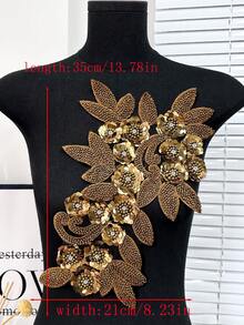 3D 串珠蕾丝绣花贴片、水钻亮片贴花、适用于服装装饰、婚纱配饰、DIY 缝纫工艺品 - 多色 - 查看 47