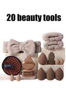 一套33支化妆刷（含束口收纳袋），包括粉扑、化妆海绵、腮红刷、粉底刷、眼影刷、修容刷、眼影刷、软毛刷、腮红刷、专业化妆刷套装、女士化妆刷套装、洗脸刷套装、化妆刷套装、化妆刷套装、全套化妆刷、化妆刷套装、化妆礼盒套装 - 彩色 - 查看 9