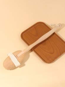 1 件长柄沐浴刷、木刷、多用途擦洗刷，用于背部去角质和淋浴清洁、袋子、带弹性带的身体去角质沐浴刷、柔软沐浴身体按摩刷 - 杏色 - 查看 3