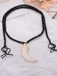 1 mặt dây chuyền sừng bò bằng nhựa độc đáo, phong cách Hip-Hop thường ngày, đa năng, dùng hàng ngày - Vòng cổ sừng động vật - Xem 3