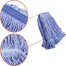 String Mop Heads Replacement Heavy Duty Commercial Grade Blue Cotton Looped End Wet Industrial Cleaning Mop Head Refills (1, Medium)