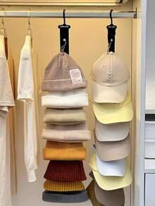 不锈钢帽子架，带 8 个夹子 - 可收纳 16 顶棒球帽 - 家居及衣橱非电动帽子收纳整理架 - 彩色 - 查看 3