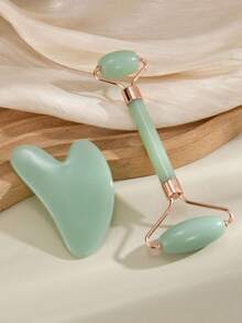 2件套/1件装面部美容按摩套装，包含双头按摩滚轮、三角刮痧板、冰模、身体刮痧按摩工具，绿色，美容，护肤，水疗，自我护理，护肤工具，面部护理，美容师用品，按摩，面部按摩工具，面部滚轮 - 綠色 - 查看 7